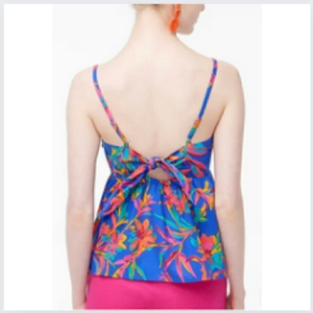 J. Crew Tie-Back Summer Tropical Girlfriend Floral Top